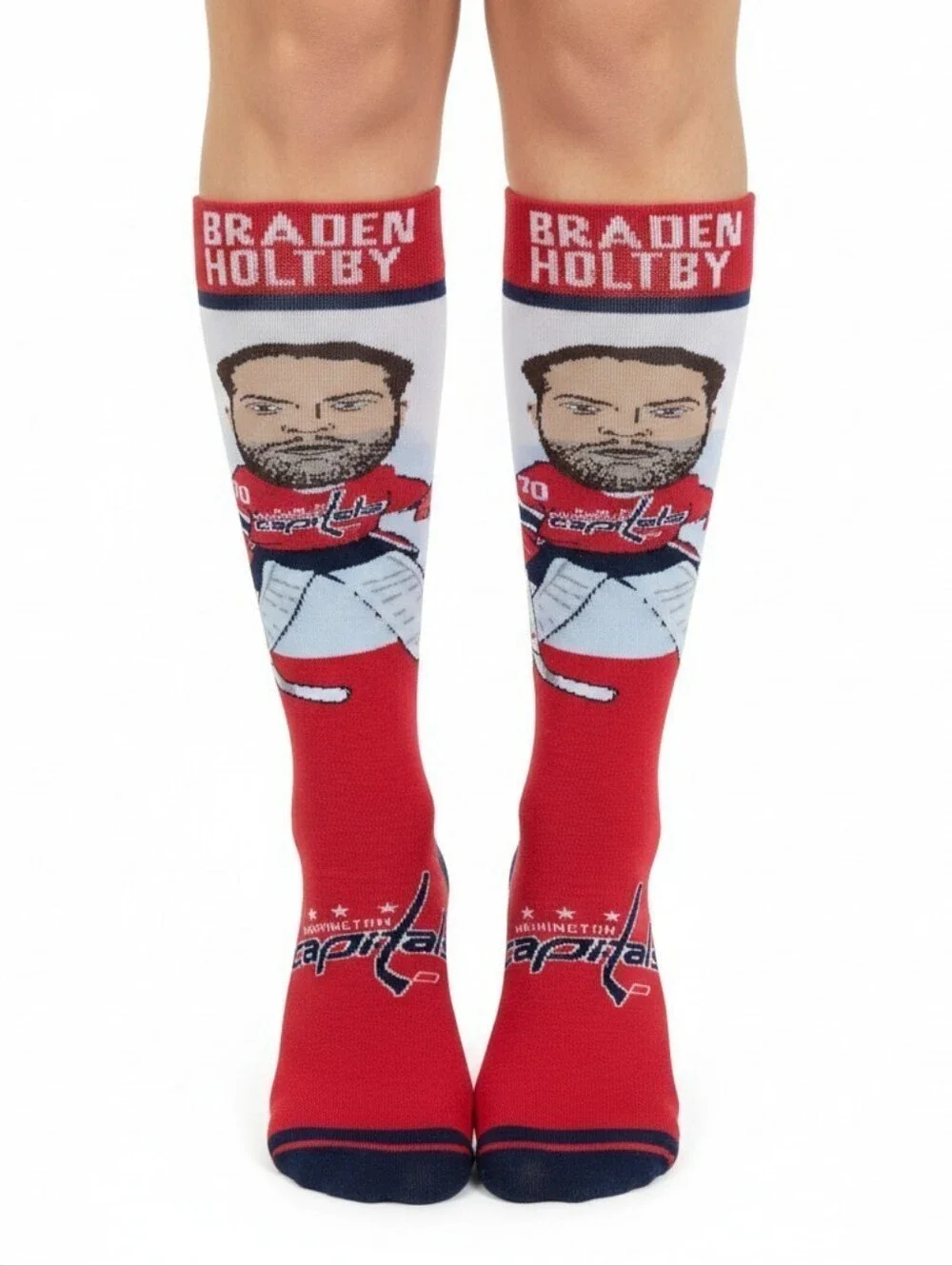 NWT Braden Holtby Washington Capitals Red Novelty Knee Socks